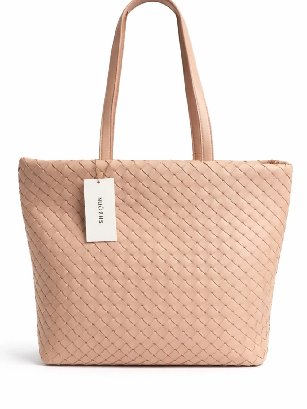 ON 34TH Woven Tote Bag Blush Nude Intrecciato Style Large Shoulder Bag NWT $129